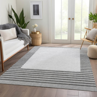 Piper Looms Mayfield Stripes AMF995 Gray Machine Washable Area Rug Lifestyle Image Feature