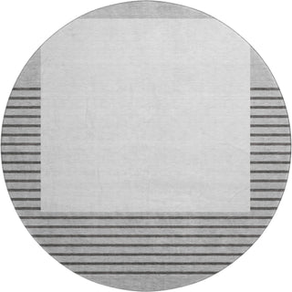 Piper Looms Mayfield Stripes AMF995 Gray Machine Washable Area Rug Round Main Image