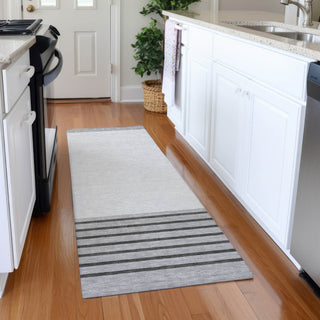 Piper Looms Mayfield Stripes AMF995 Gray Machine Washable Area Rug Runner Lifestyle Image Feature