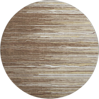 Piper Looms Mayfield Stripes AMF996 Brown Machine Washable Area Rug Round Main Image