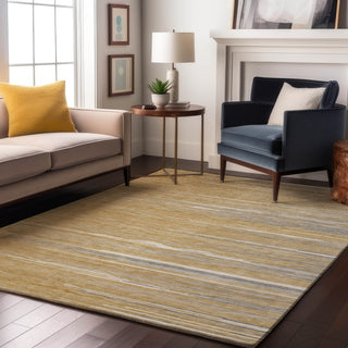 Piper Looms Mayfield Stripes AMF996 Gold Machine Washable Area Rug Lifestyle Image Feature