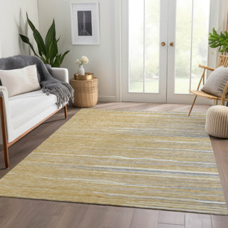 Piper Looms Mayfield Stripes AMF996 Gold Machine Washable Area Rug Lifestyle Image Feature