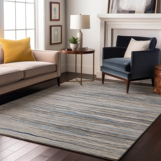 Piper Looms Mayfield Stripes AMF996 Gray Machine Washable Area Rug Lifestyle Image Feature