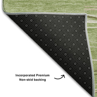 Piper Looms Mayfield Stripes AMF996 Green Machine Washable Area Rug Backing Image