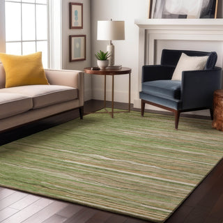 Piper Looms Mayfield Stripes AMF996 Green Machine Washable Area Rug Lifestyle Image Feature