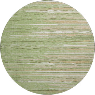 Piper Looms Mayfield Stripes AMF996 Green Machine Washable Area Rug Round Main Image