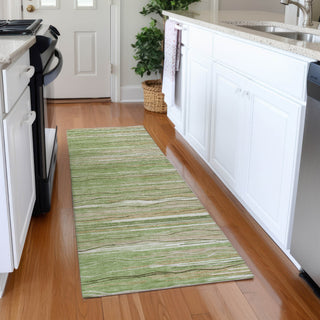 Piper Looms Mayfield Stripes AMF996 Green Machine Washable Area Rug Runner Lifestyle Image Feature