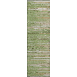 Piper Looms Mayfield Stripes AMF996 Green Machine Washable Area Rug Runner Main Image