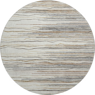 Piper Looms Mayfield Stripes AMF996 Ivory Machine Washable Area Rug Round Main Image