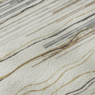 Piper Looms Mayfield Stripes AMF996 Ivory Machine Washable Area Rug Swatch Image