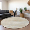 Piper Looms Mayfield Stripes AMF996 Linen Machine Washable Area Rug Round Lifestyle Image Feature