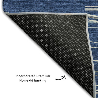 Piper Looms Mayfield Stripes AMF996 Navy Machine Washable Area Rug Backing Image