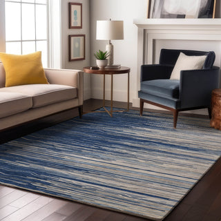 Piper Looms Mayfield Stripes AMF996 Navy Machine Washable Area Rug Lifestyle Image Feature
