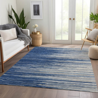 Piper Looms Mayfield Stripes AMF996 Navy Machine Washable Area Rug Lifestyle Image Feature