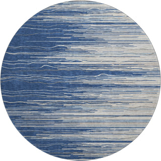 Piper Looms Mayfield Stripes AMF996 Navy Machine Washable Area Rug Round Main Image