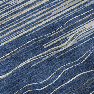 Piper Looms Mayfield Stripes AMF996 Navy Machine Washable Area Rug Swatch Image