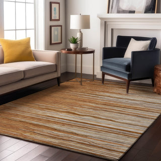 Piper Looms Mayfield Stripes AMF996 Paprika Machine Washable Area Rug Lifestyle Image Feature