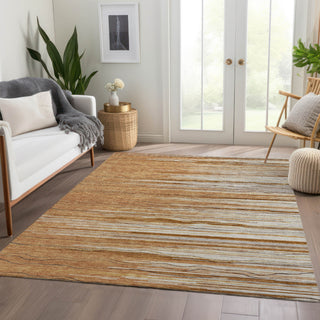 Piper Looms Mayfield Stripes AMF996 Paprika Machine Washable Area Rug Lifestyle Image Feature