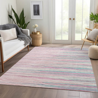 Piper Looms Mayfield Stripes AMF996 Pink Machine Washable Area Rug Lifestyle Image Feature
