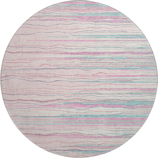 Piper Looms Mayfield Stripes AMF996 Pink Machine Washable Area Rug Round Main Image