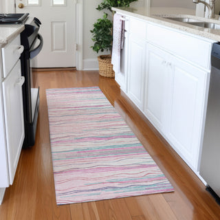 Piper Looms Mayfield Stripes AMF996 Pink Machine Washable Area Rug Runner Lifestyle Image Feature