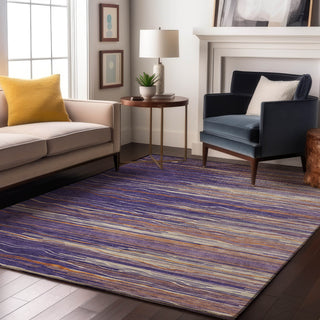 Piper Looms Mayfield Stripes AMF996 Purple Machine Washable Area Rug Lifestyle Image Feature