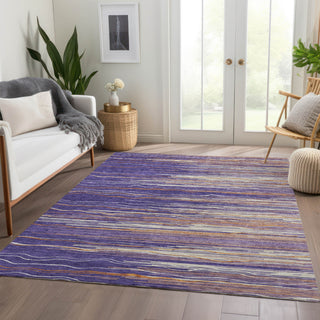 Piper Looms Mayfield Stripes AMF996 Purple Machine Washable Area Rug Lifestyle Image Feature