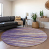Piper Looms Mayfield Stripes AMF996 Purple Machine Washable Area Rug Round Lifestyle Image Feature