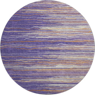 Piper Looms Mayfield Stripes AMF996 Purple Machine Washable Area Rug Round Main Image