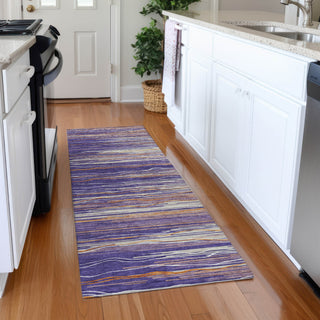 Piper Looms Mayfield Stripes AMF996 Purple Machine Washable Area Rug Runner Lifestyle Image Feature