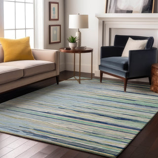 Piper Looms Mayfield Stripes AMF996 Sky Machine Washable Area Rug Lifestyle Image Feature
