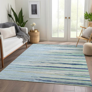 Piper Looms Mayfield Stripes AMF996 Sky Machine Washable Area Rug Lifestyle Image Feature