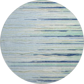 Piper Looms Mayfield Stripes AMF996 Sky Machine Washable Area Rug Round Main Image