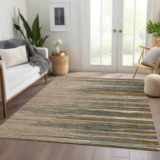 Piper Looms Mayfield Stripes AMF996 Taupe Machine Washable Area Rug Lifestyle Image Feature