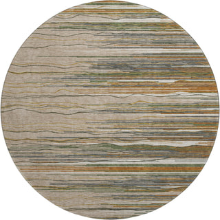 Piper Looms Mayfield Stripes AMF996 Taupe Machine Washable Area Rug Round Main Image