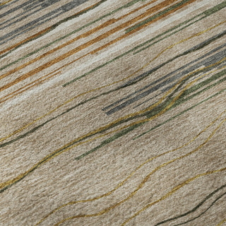 Piper Looms Mayfield Stripes AMF996 Taupe Machine Washable Area Rug Swatch Image