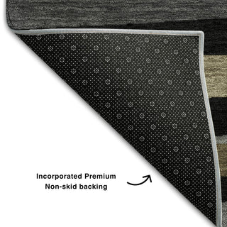 Piper Looms Mayfield Stripes AMF997 Black Machine Washable Area Rug Backing Image