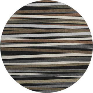 Piper Looms Mayfield Stripes AMF997 Black Machine Washable Area Rug Round Main Image