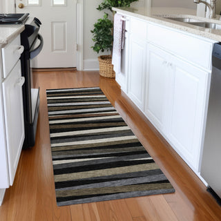 Piper Looms Mayfield Stripes AMF997 Black Machine Washable Area Rug Runner Lifestyle Image Feature