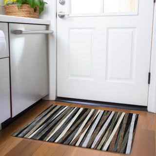 Piper Looms Mayfield Stripes AMF997 Black Machine Washable Area Rug Scatter Lifestyle Image Feature