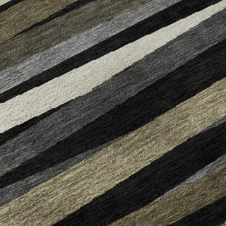 Piper Looms Mayfield Stripes AMF997 Black Machine Washable Area Rug Swatch Image