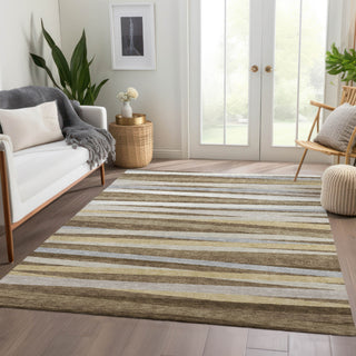 Piper Looms Mayfield Stripes AMF997 Brown Machine Washable Area Rug Lifestyle Image Feature