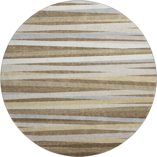 Piper Looms Mayfield Stripes AMF997 Brown Machine Washable Area Rug Round Main Image