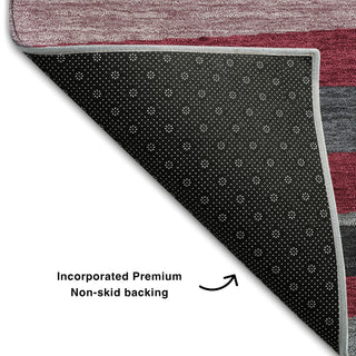 Piper Looms Mayfield Stripes AMF997 Burgundy Machine Washable Area Rug Backing Image