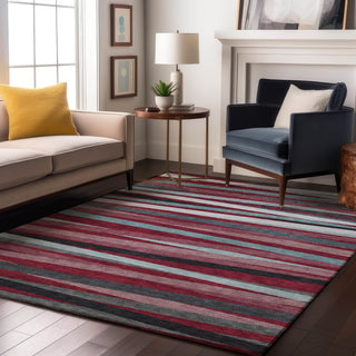 Piper Looms Mayfield Stripes AMF997 Burgundy Machine Washable Area Rug Lifestyle Image Feature