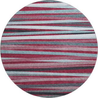 Piper Looms Mayfield Stripes AMF997 Burgundy Machine Washable Area Rug Round Main Image