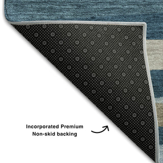 Piper Looms Mayfield Stripes AMF997 Denim Machine Washable Area Rug Backing Image