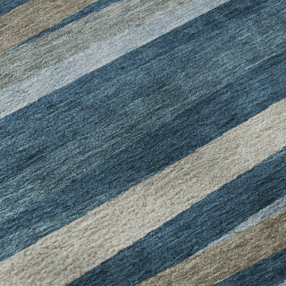 Piper Looms Mayfield Stripes AMF997 Denim Machine Washable Area Rug Swatch Image