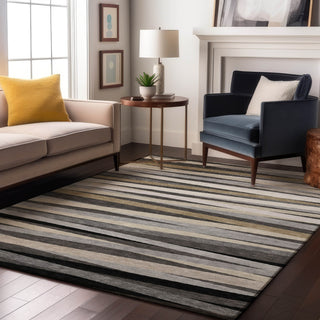 Piper Looms Mayfield Stripes AMF997 Gray Machine Washable Area Rug Lifestyle Image Feature