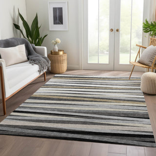 Piper Looms Mayfield Stripes AMF997 Gray Machine Washable Area Rug Lifestyle Image Feature
